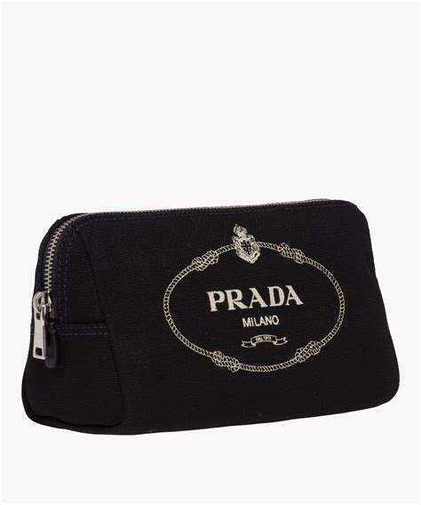 makeup bag black prada 5inch x 3 inch canvas|Prada bag with pouch.